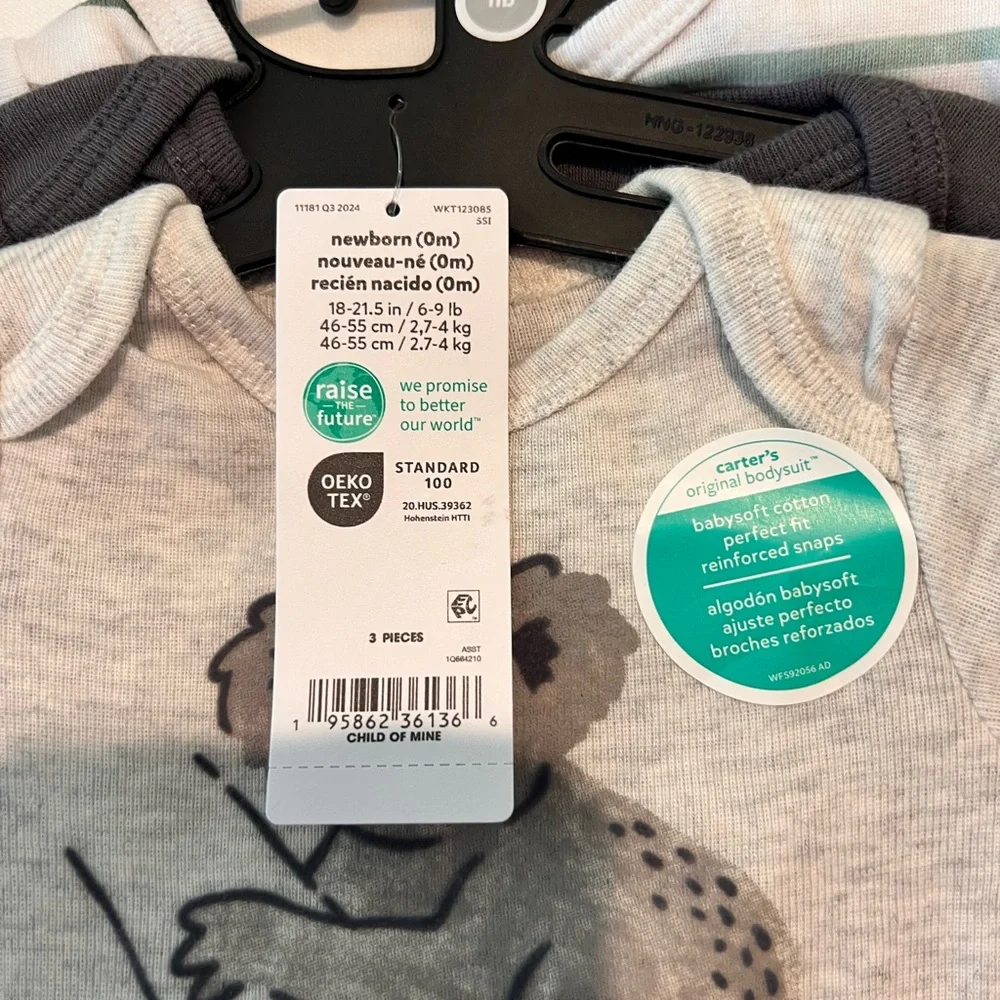 🆕 Carter's 3 Pack Bodysuits